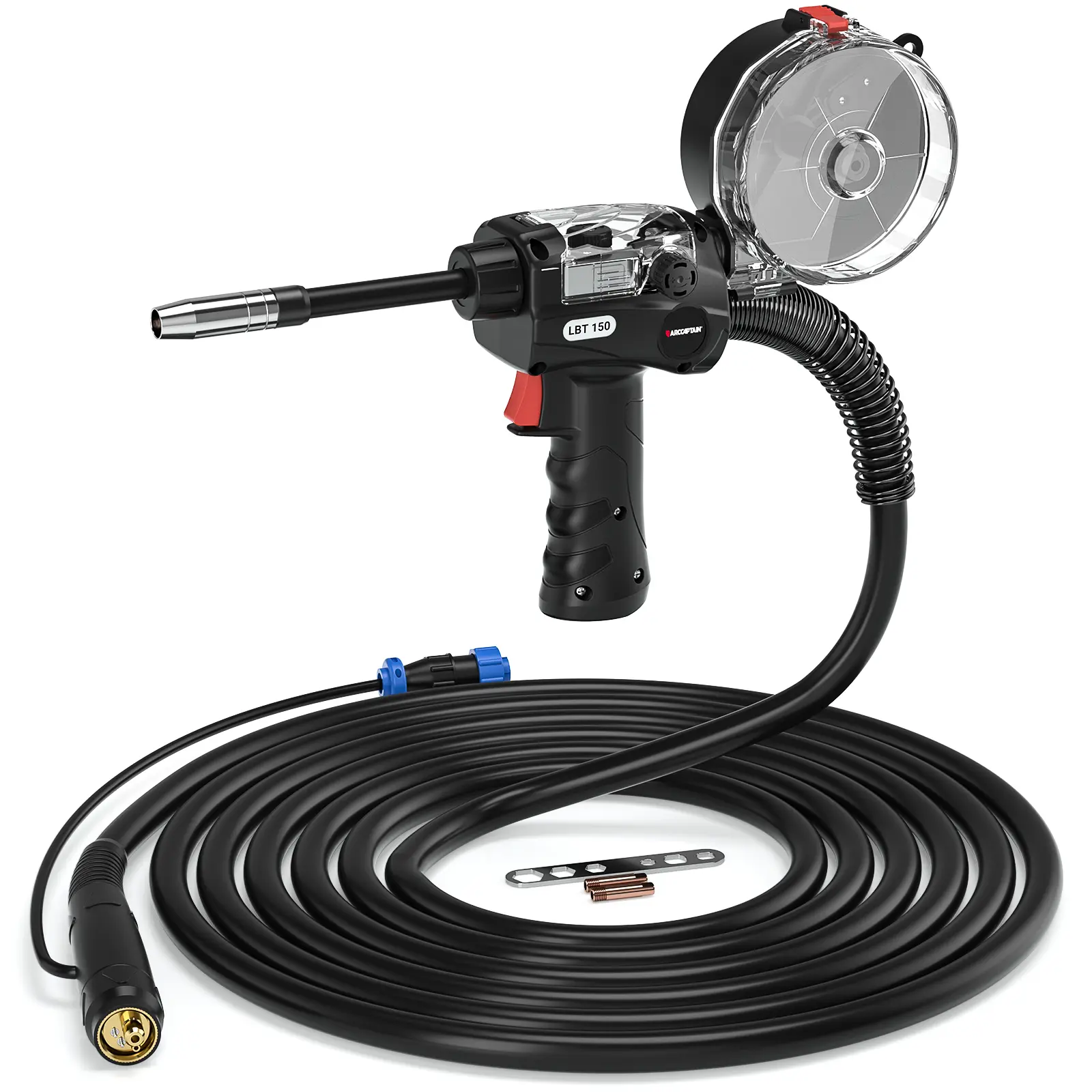 ARCCAPTAIN Aluminum Welding Spool Gun, 150A Euro Connection, 10FT for ARCCAPTAIN MIG200/MIG250 (Not for MIG205PRO) – Compatible with Aluminum MIG Welders, Works with Welding Wire, Aluminum Mig Welder