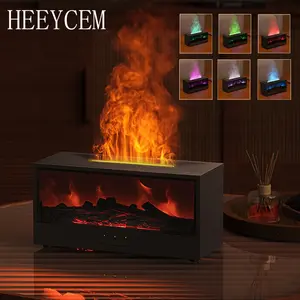 Fireplace Essential Oil Diffuser Fireplace Humidifier with Remote Control, Quiet Operation, Auto-Off Function, Campfire Flame Diffuser with 7 Color Lights, Aromatherapy Humidifier for Home Room Office - Holiday Gift