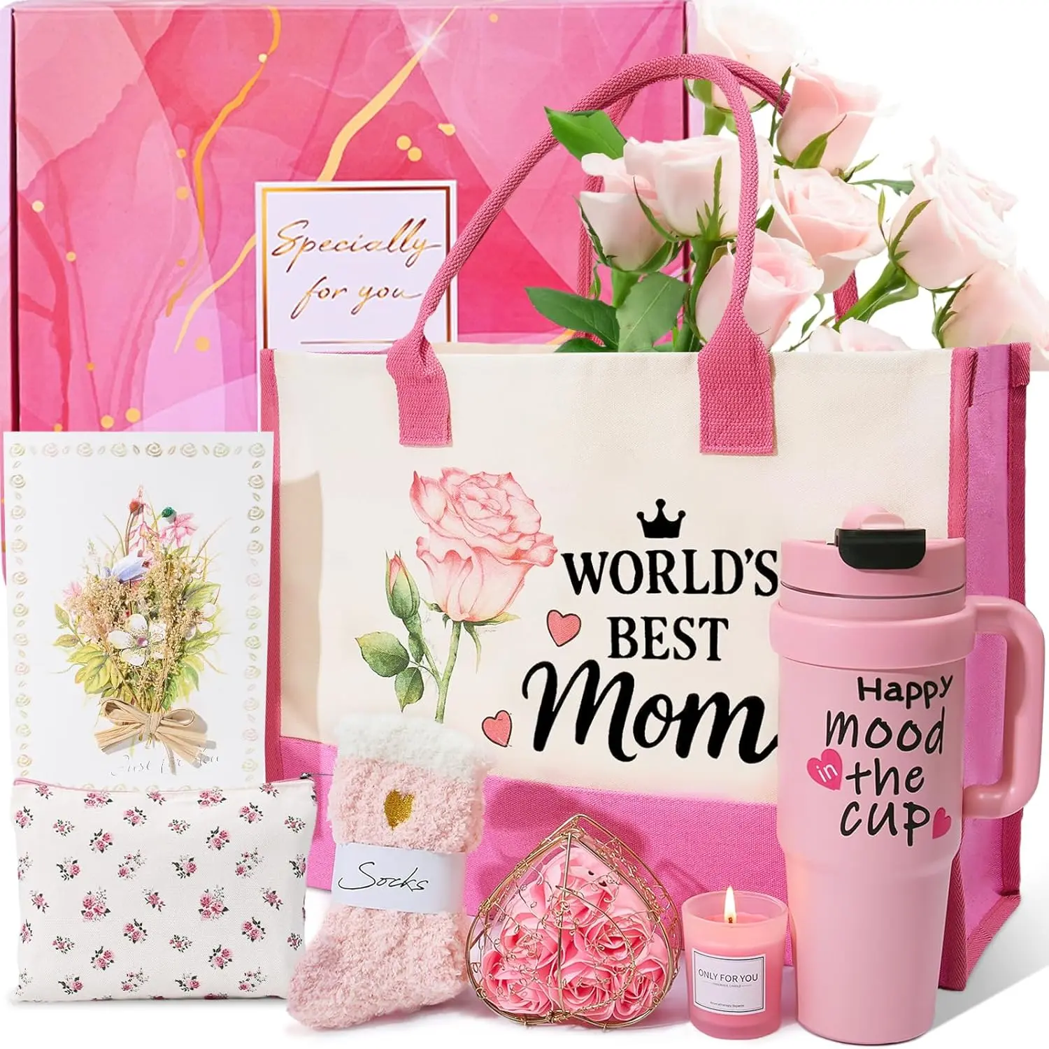 Halloween Fall Gift for Mom from Daughter Son, Self Care Gifts Get Well Soon Gifts Basket for Moms Women Wife Grandma, Mother's Gifts for Stepmother Mama with Canvas Tote Bag