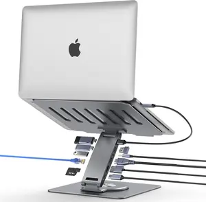 Laptop Docking Station Stand 11-IN-1 Triple Display HDMI DP 4K60Hz Gigabit Ethernet USB3.1 PD100W SD/TF Card Reader Audio 360°Swivel Laptop Stand with USB Hub for MacBookPro/Air/Dell/HP/Surface/Lenovo