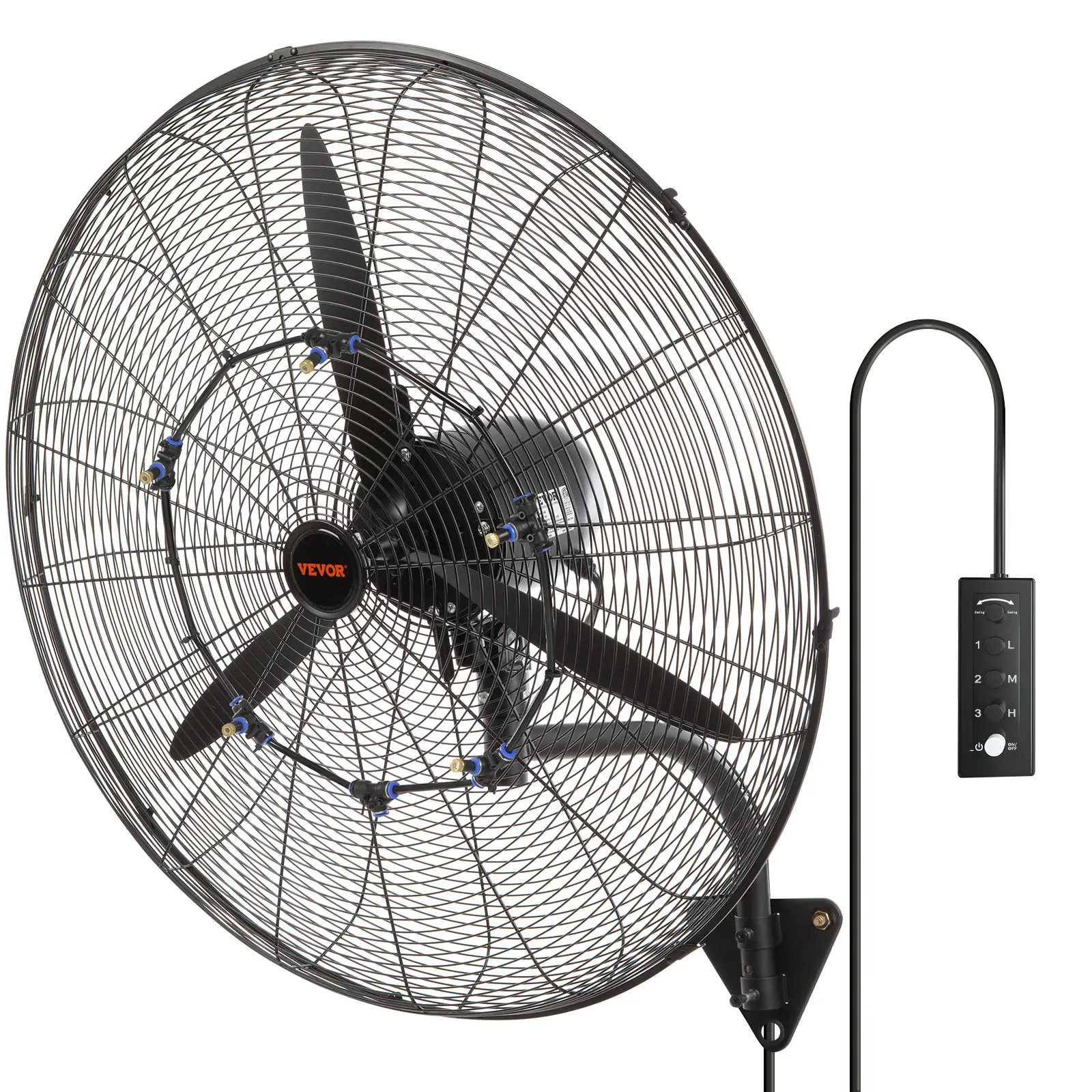 VEVOR Wall-Mount Misting Fan, Various specifications, Waterproof Oscillating Industrial Wall Fan, Commercial or Residential for Warehouse, Greenhouse,