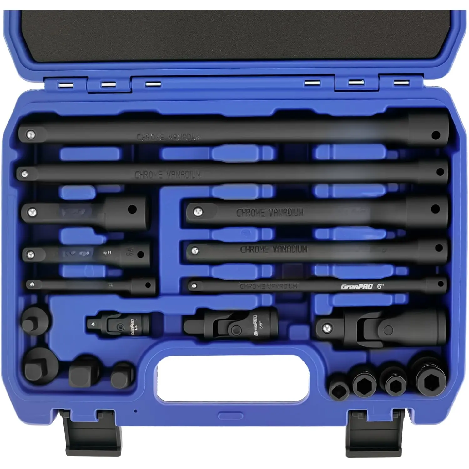 Impact Socket Extension Set 19- 50BV30, Socket Extension Bar, Swivel Universal Joints and Impact Coupler, Ratchet Extensions Set, 1/2" 1/4" & 3/8 Drive Socket Adapter