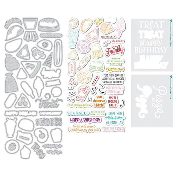 Crafts & Sewing Diamond Press Bitty Food Fun Stamp, Die and Stencil Kit