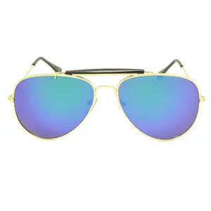 Women Fashion Metal Frame Sunglasses for Travel Hiking Flat Mirrored Lens UV 400 Protection