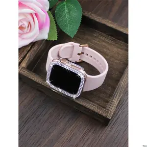 3 / 4 / 6 / 9 / 10 / 46 / 45 / 42 / 40 / ScratchShinyDoubleRowDiamondHardPCCaseCompatibleWithAppleWatch38 - CompatibleWithAppleWatchBandAndCaseCombinationSetWomen sFashionSportsSoftAndComfortableMetalBuckleSiliconeBand + Anti Drop , Anti - 41 / 44 / 49MM