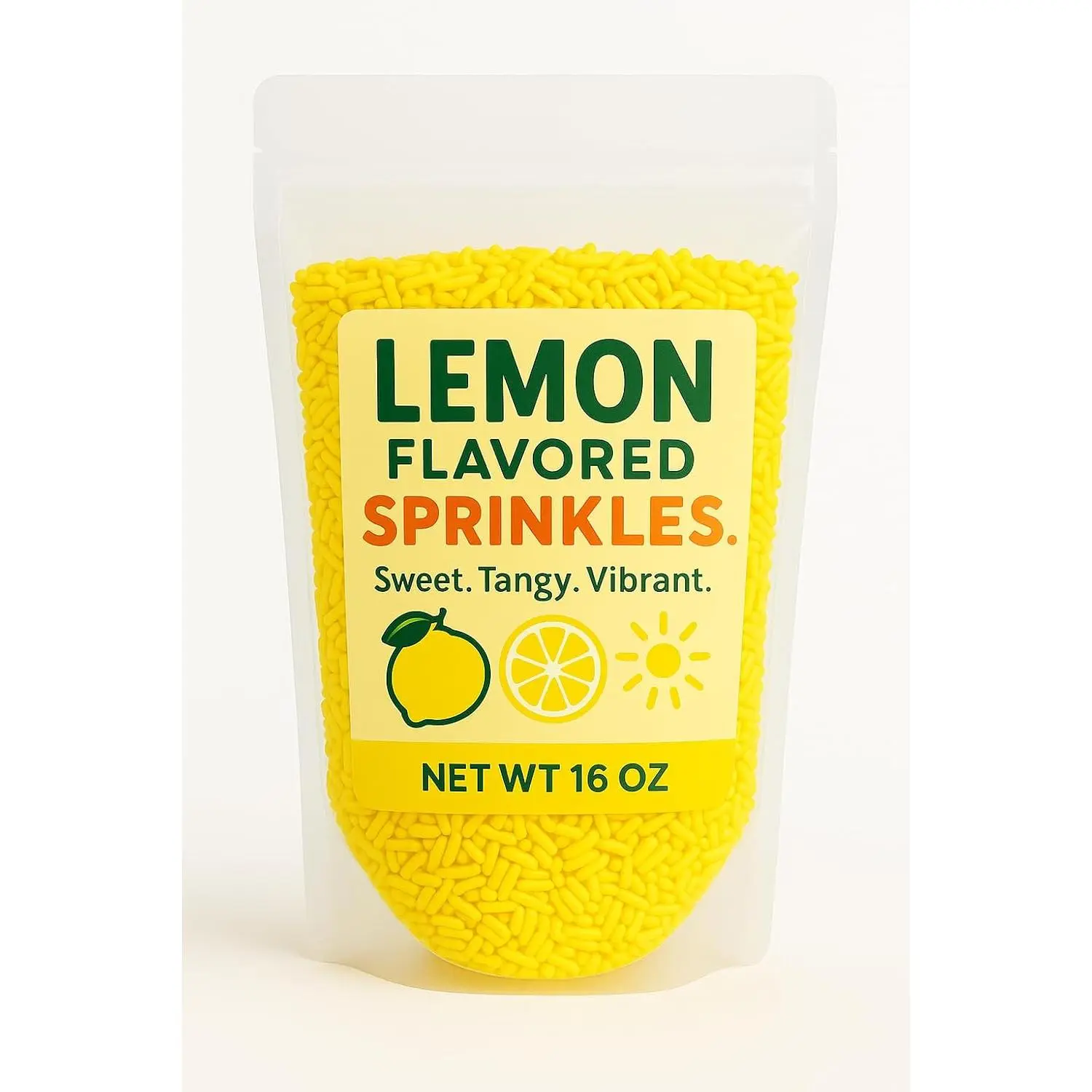 Lemon Flavored Sprinkles 16 oz Bag – Sweet and Tangy Candy Topping for Baking, Cookies, Cupcakes, Ice Cream, Cakes & More – Vibrant Yellow Candy Decoration