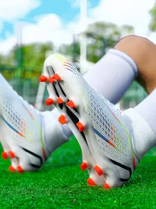 Sporty Men's All Over Print High-Top Lace-Up Football Boots, Breathable Non-Slip Spiked Football Shoes, Professional Soccer Shoes for Outdoor Training