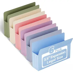 Leagl Size Expanding File Folders,6 Pack 5.25" Accordion File Pockets Folders,Heavy Duty Expandable File Folders for Cabinet,with Straight-Cut Tab,Holds 8.5" x 14" documents & Manila Folder