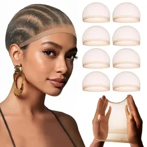 Invisible HD Wig Cap 8 Pieces Ultra-thin Invisible and Breathable Stretchy Stocking Sheer Caps for Women Lace Front Wig One Size Fits All Summer Sweat-Proof Comfortable Secure Fit for Black Women Daily Wear No Slip Beginner Friendly