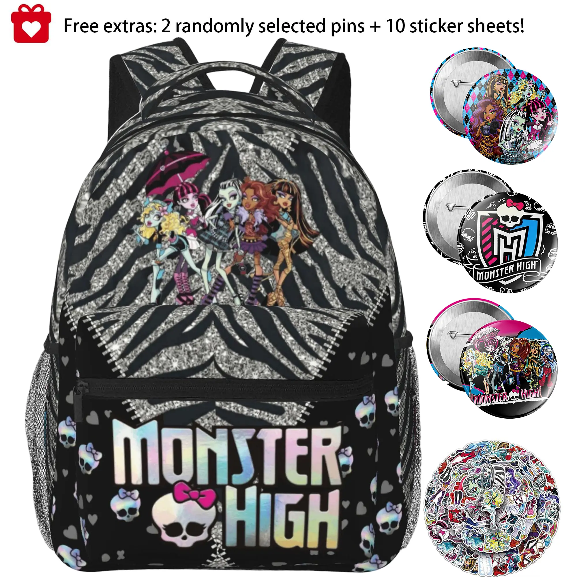 Monster high Backpack Monster high dolls Lightweight Bagpack Monster high doll Travel School Bag with Multiple Pockets For Work And Travel And Multiple Uses