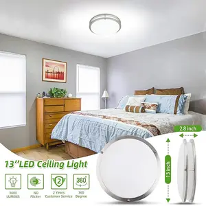 1-Pack 13-Inch (approx. 33 cm) LED Recessed Ceiling Light 3600W Ultra-Bright Suitable for Bedrooms / Kitchens /  Bathrooms5000K Daylight White  Bright and Airy Excellent Lighting Performance lights lamp lights for bedroom night light lamps for bedroom