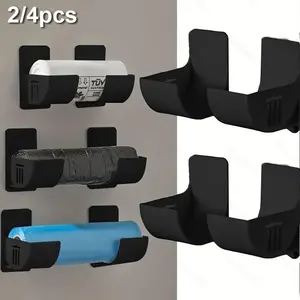 2PCS Adhesive Wall-Mounted Wrap Dispenser &Trash Bag Holder,No-Drill Under Cabinet Organizer for Plastic Wrap,Garbage Bags&Food Storage Bags,Multifunctional Spacesaving Storage for Kitchen,Pantry,Bathroom–Ideal for Home Cooks,Renters&Busy Housewives