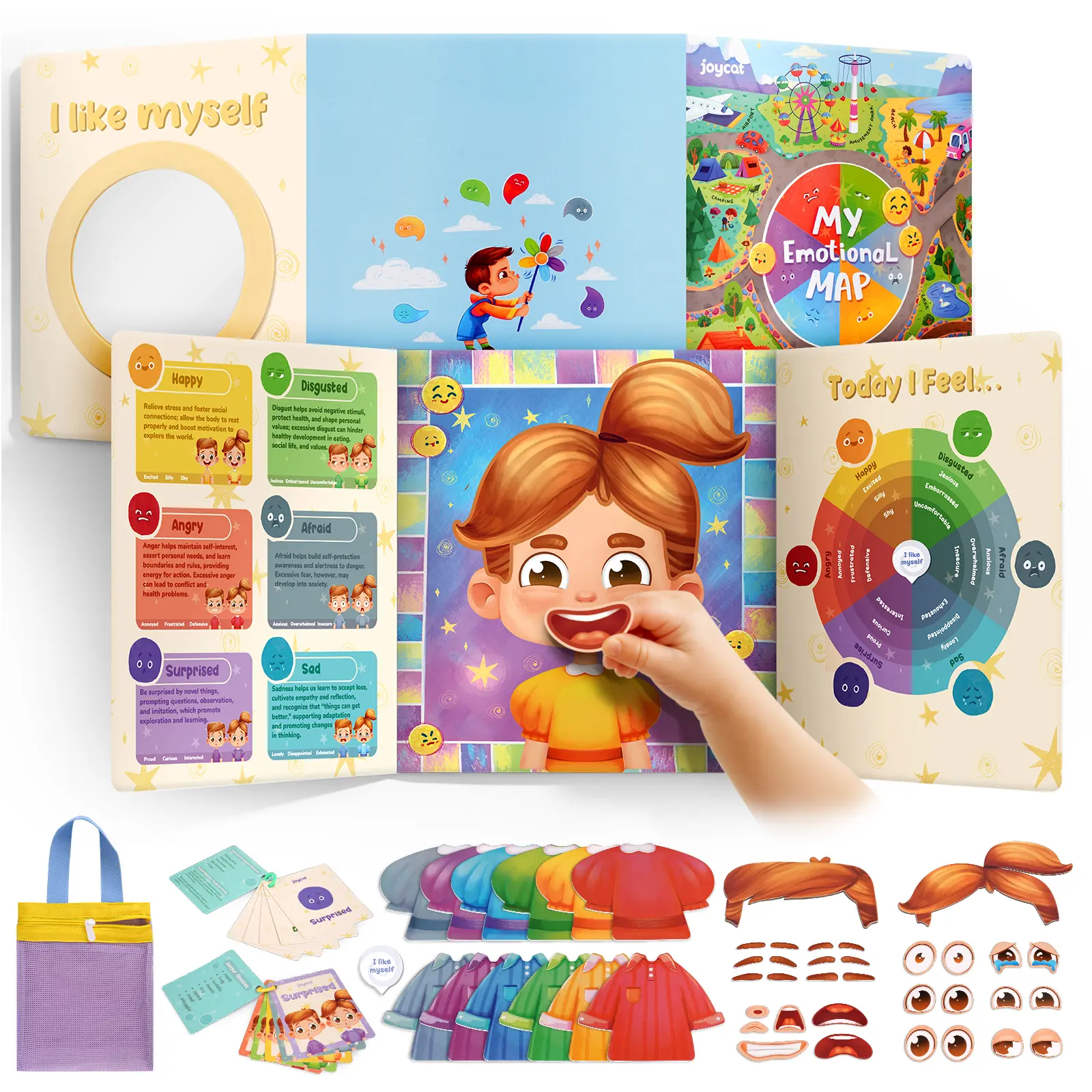 JoyCat Social Emotional Learning Games for Kids 3-5, Magnetic Face Toy for Emotional Skills Activities with Emotion Cards, Montessori Preschool Toy, Calm Down Corner Supplies, Travel Toy for Toddlers