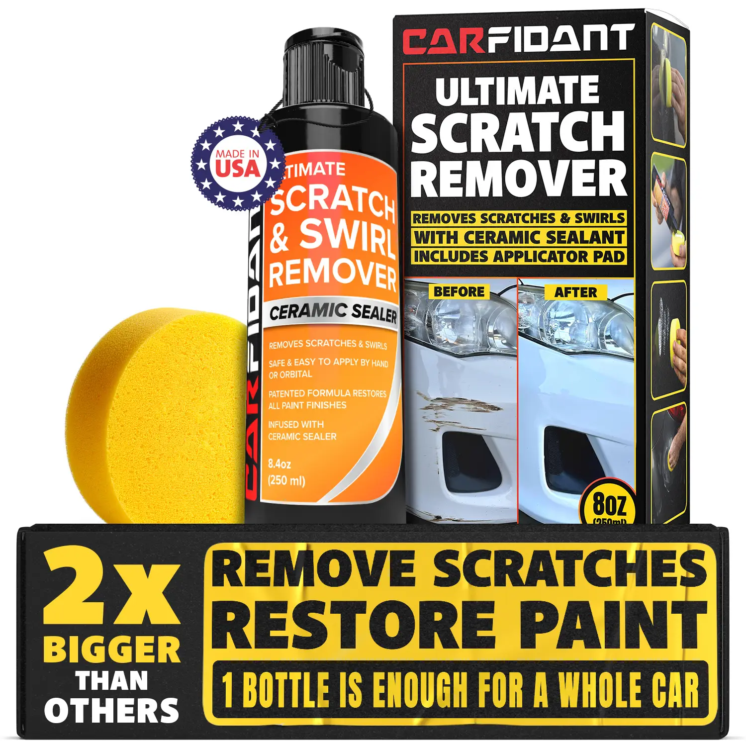 Carfidant Ultimate Scratch & Swirl Remover Kit - 250ml Ceramic Sealant Formula f...