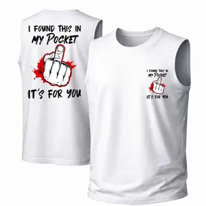 Men's Cotton Sleeveless Tank Top - "“I Found This In My Pocket, It's For You" — Punk Printed Style. This Is A Casual Item Suitable For Both Men And Women, Especially Perfect For Spring And Summer; The Cool Print And Classic Crew Neck Cut