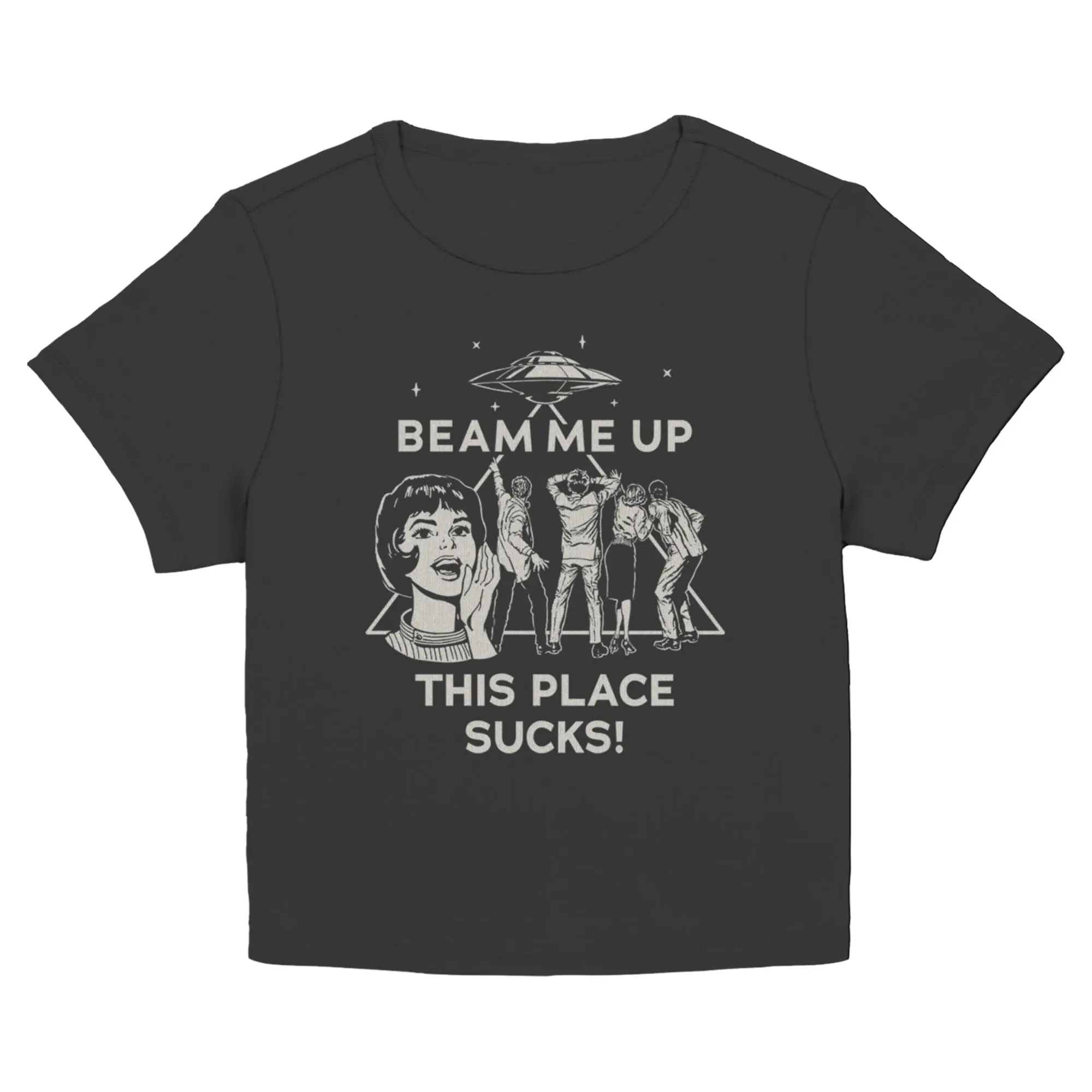 Stranger Things Vintage This Place Sucks UFO Juniors T Shirt, Shortsleeve, Stylish, Tee