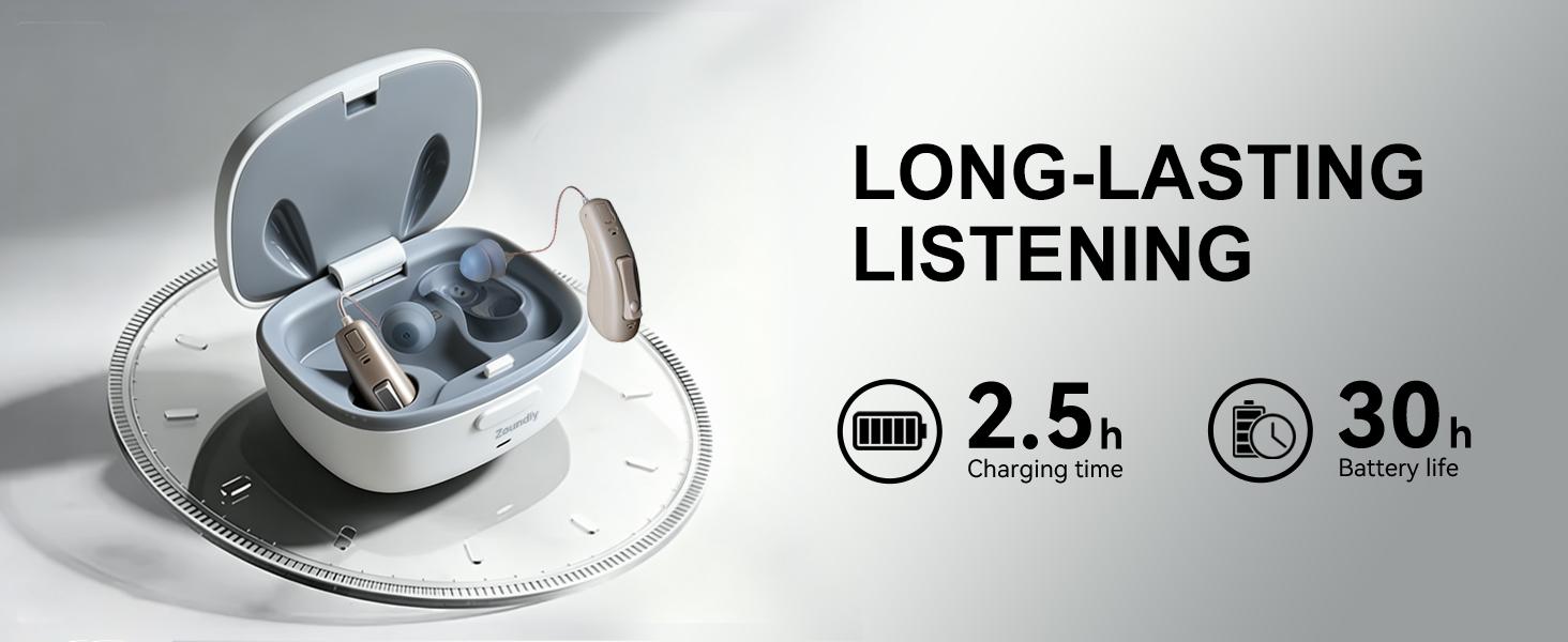 FDA OTC Rechargeable Bluetooth Behind-the-Ear Hearing Aids - Digital Noise-Canceling Hearing Amplifier, Wireless Device with Fast Charging Case for Hard-of-Hearing Elders, Behind Ear Aid