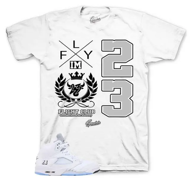 AJ5 White Metallic Matching T Shirt, Number 23 Graphic Shirt, 90s Hip Hop Tee, Gift For Women and Man, Unisex T-Shirt, Sneaker Head Gift