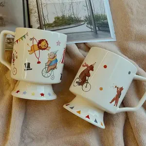 Creative Cartoon Pattern Ceramic Mug, Cute Coffee Cup, Drinking Cup for Home Office Use, Birthday Gift, Drinkware