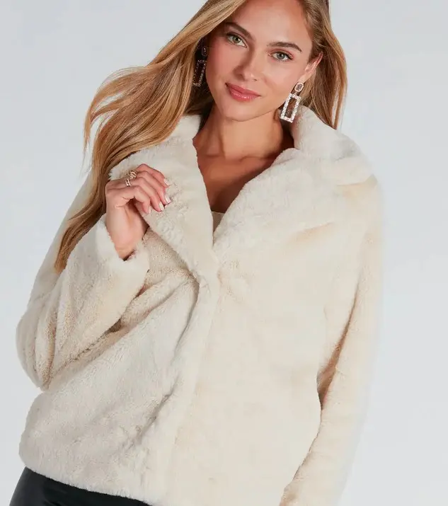 OUTERMIX Women's Cozy Mink Faux Fur Jacket with Satin Lining