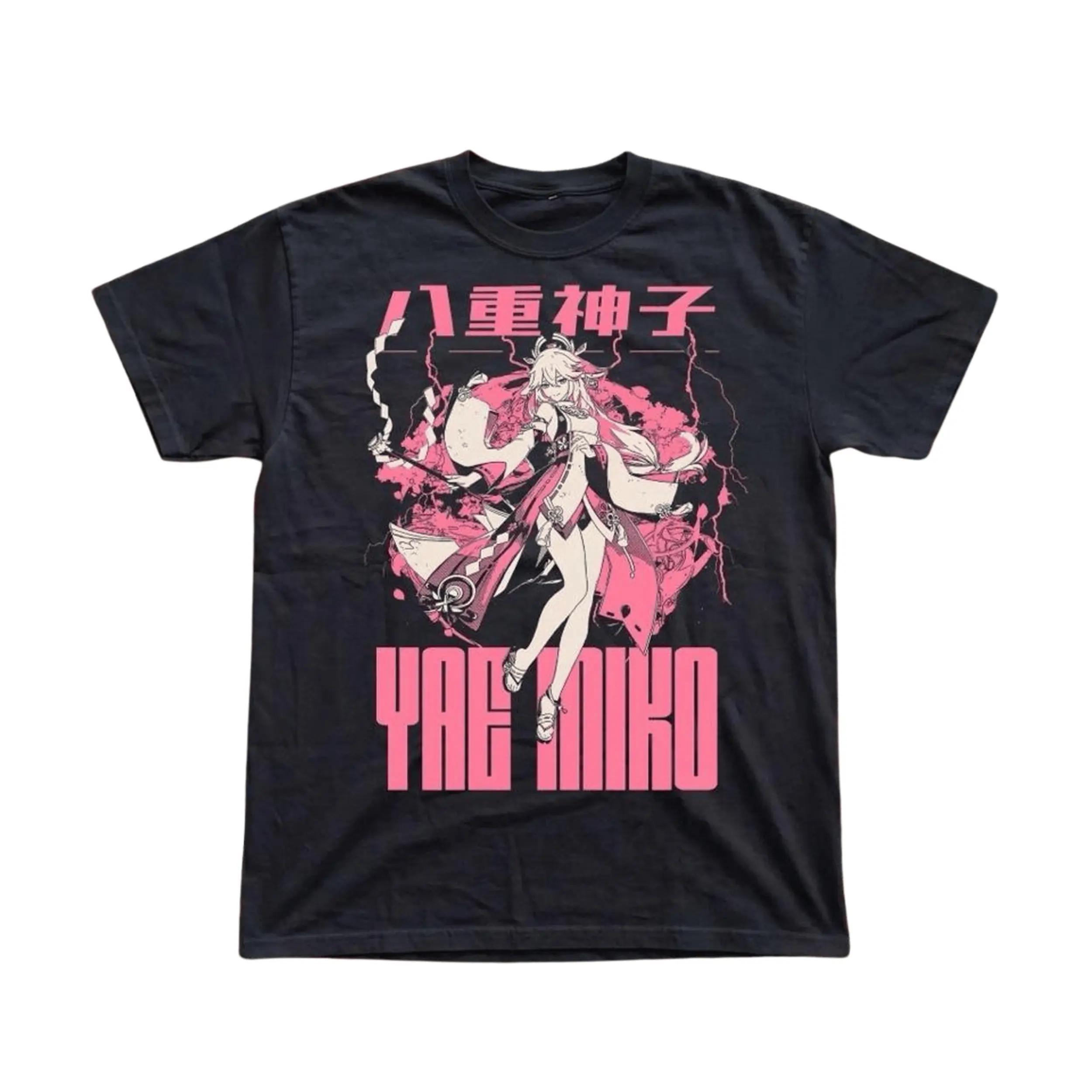 Gildan Men's and Women's T-Shirt, Vintage Yae Miko Graphic Tee, Genshin Impact T-Shirt, Unisex Gift Gaming Shirt, Gothic Grunge Y2K Emo Scene Amity Affliction Style Clothes Menswear Womenswear Streetwear