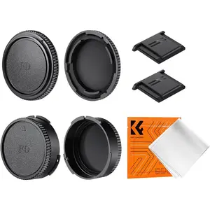 K&F Concept FD Series Complete Camera Protection Kit - Dustproof Bayonet Mount FD Rear Lens Cap, Body Cap Cover, Hot Shoe Cover, Microfiber Cloth for Canon F-1, FTB, AE-1, A-1, AT-1, AV-1, AL-1, T60, T70, T80, T90