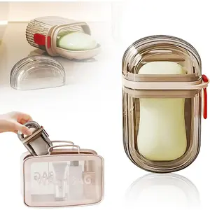 Travel Soap Case Portable Set of 2 - Leak-Proof and Waterproof Small Soap Containers with Lid for Bathroom, Shower, Gym, or Travel - Efficient Drainage Design Keeps Soap Dry and Secure