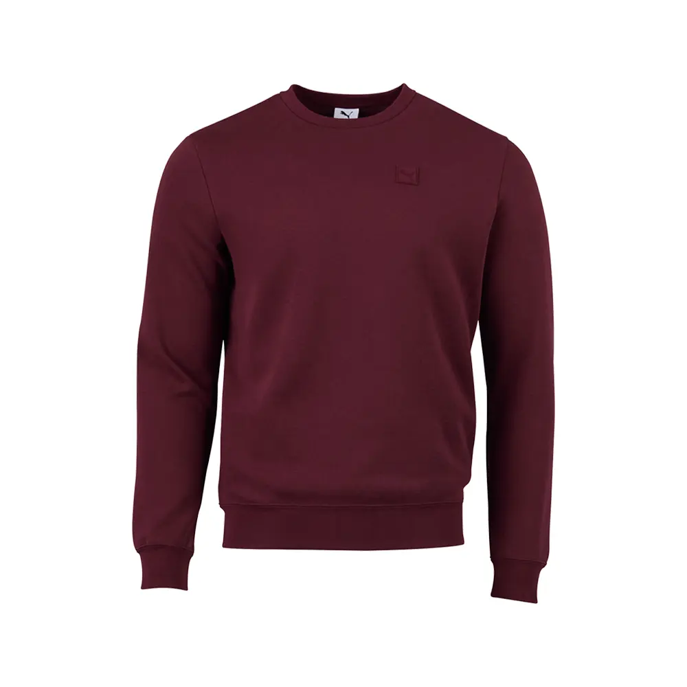 PUMA Mens Essentials Elevated Logo Crew Neck Sweatshirt Casual - Red