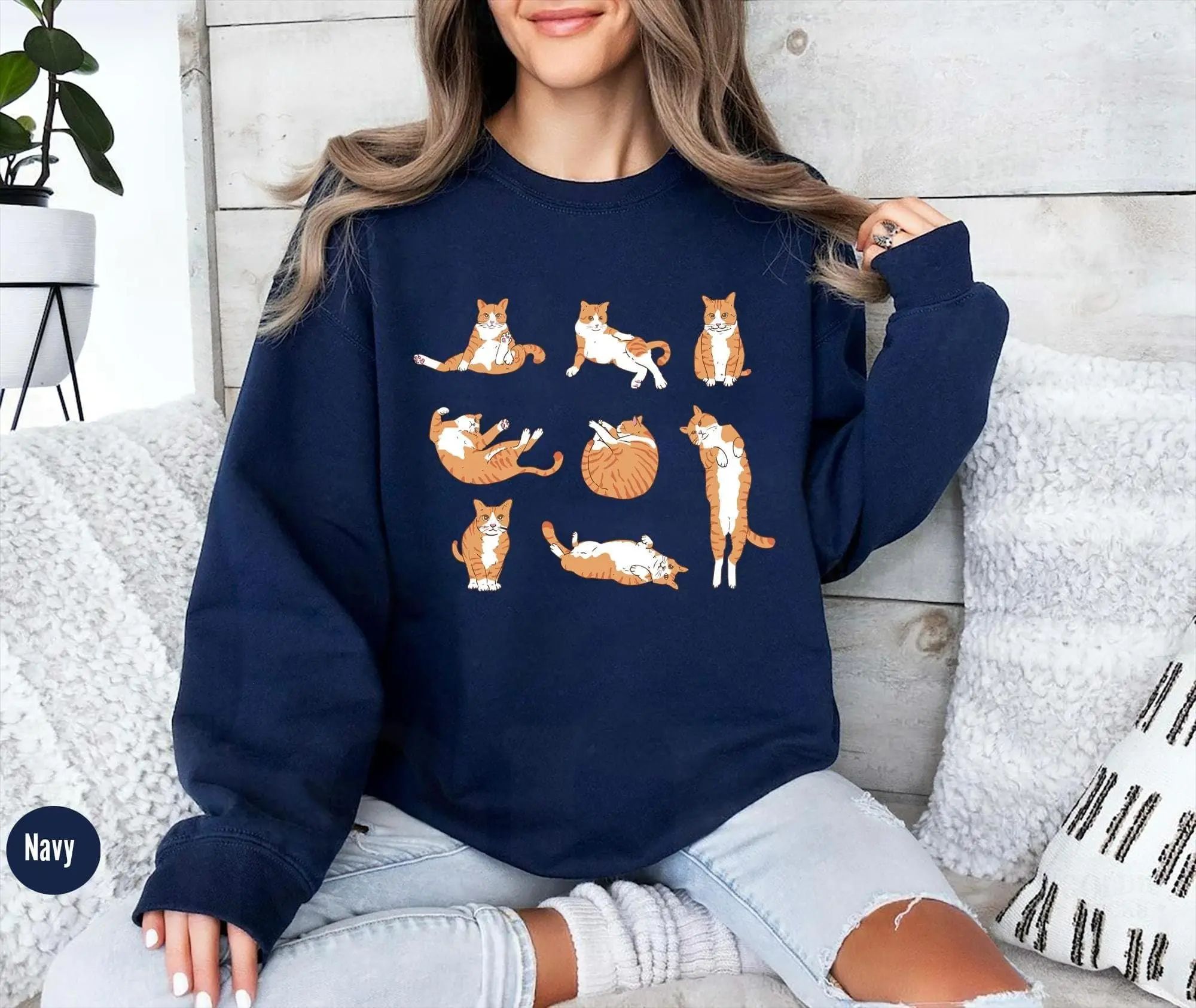 Orange Cat Shirt T-shirt, Sweatshirt — Crazy Cat Lady tee, Orange Cat Mom Gift