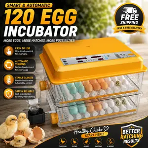 120-Egg Automatic Incubator for Chickens Ducks Geese Quails | Smart Temp Control & Auto Egg Turner | 2026 Upgraded High Hatching Rate
