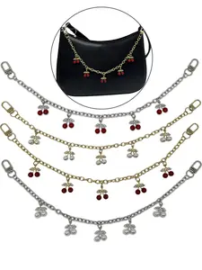 Cherry Pearl Bag Charm with Rhinestones, Heart Chain Fashion Accessory, Summer Dopaamine Bag Pendant, Simple and Stylish Handbag Chain, Accessories for Bags, Backpack Bag Charms, Purse Charm