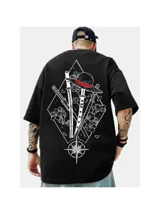 One Piece Luffy Printed Short Sleeve American Loose Men's and Women's Summer Breathable Sports Round Neck T-shirt Menswear Top