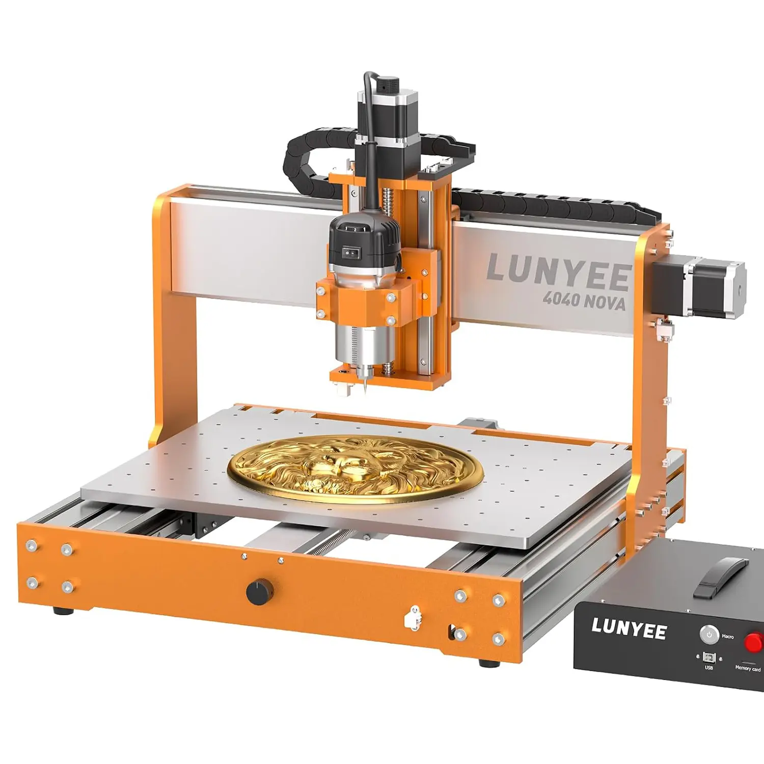 LUNYEE 4040 Nova CNC Router Machine, 800W Router with ER11 Collet, HG15 Linear Rails & Ball Screws on XYZ Axis, 400 X 400mm Work Area, NEMA 23 Motors, Desktop CNC for Aluminum, Wood, Acrylic, PCB