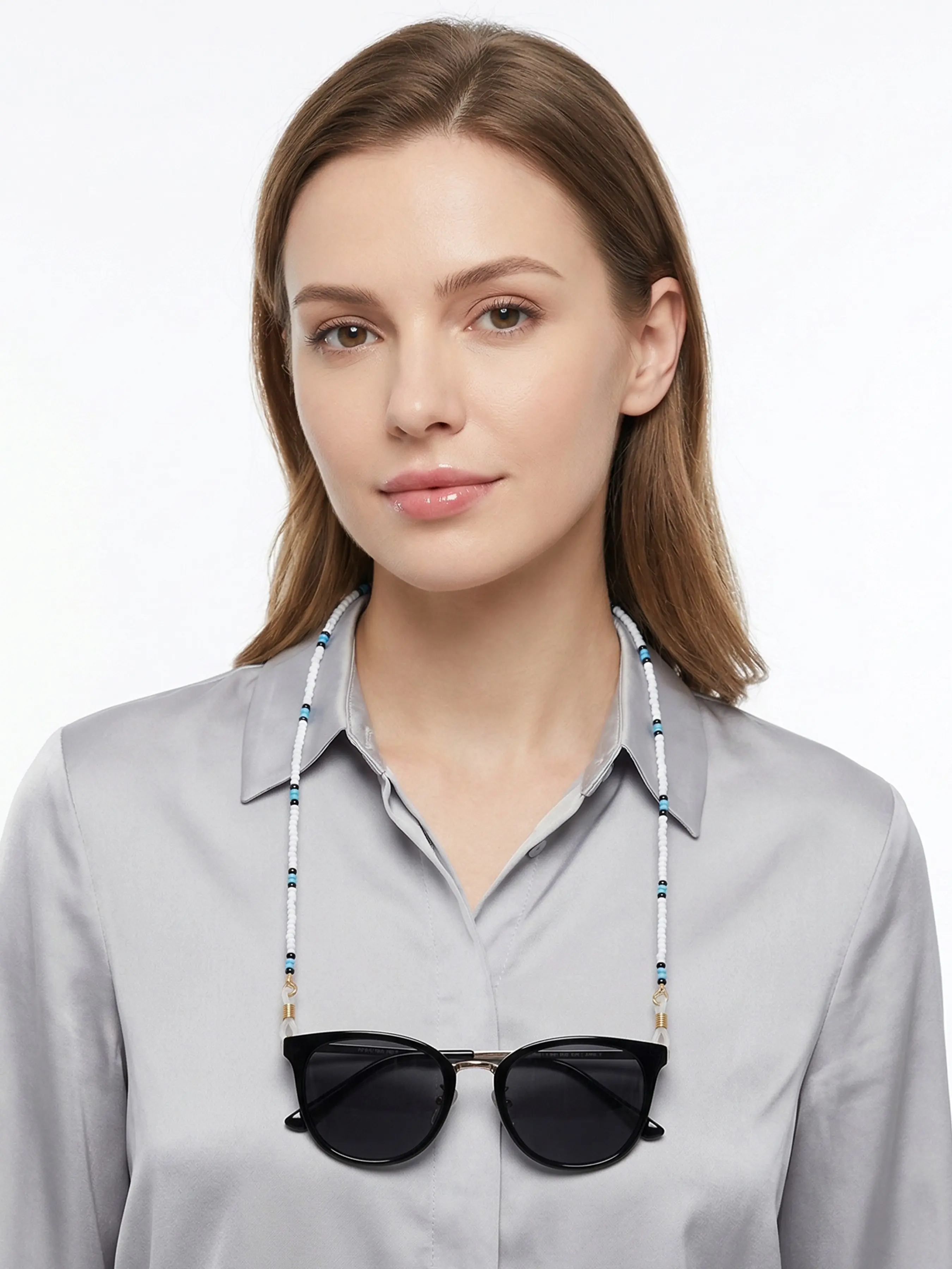 Fashion Eyeglass Chain Blue Acrylic Anti-Loss Glasses Accessory, Stylish Eyeewear Strap, Durable and Lightweight Design