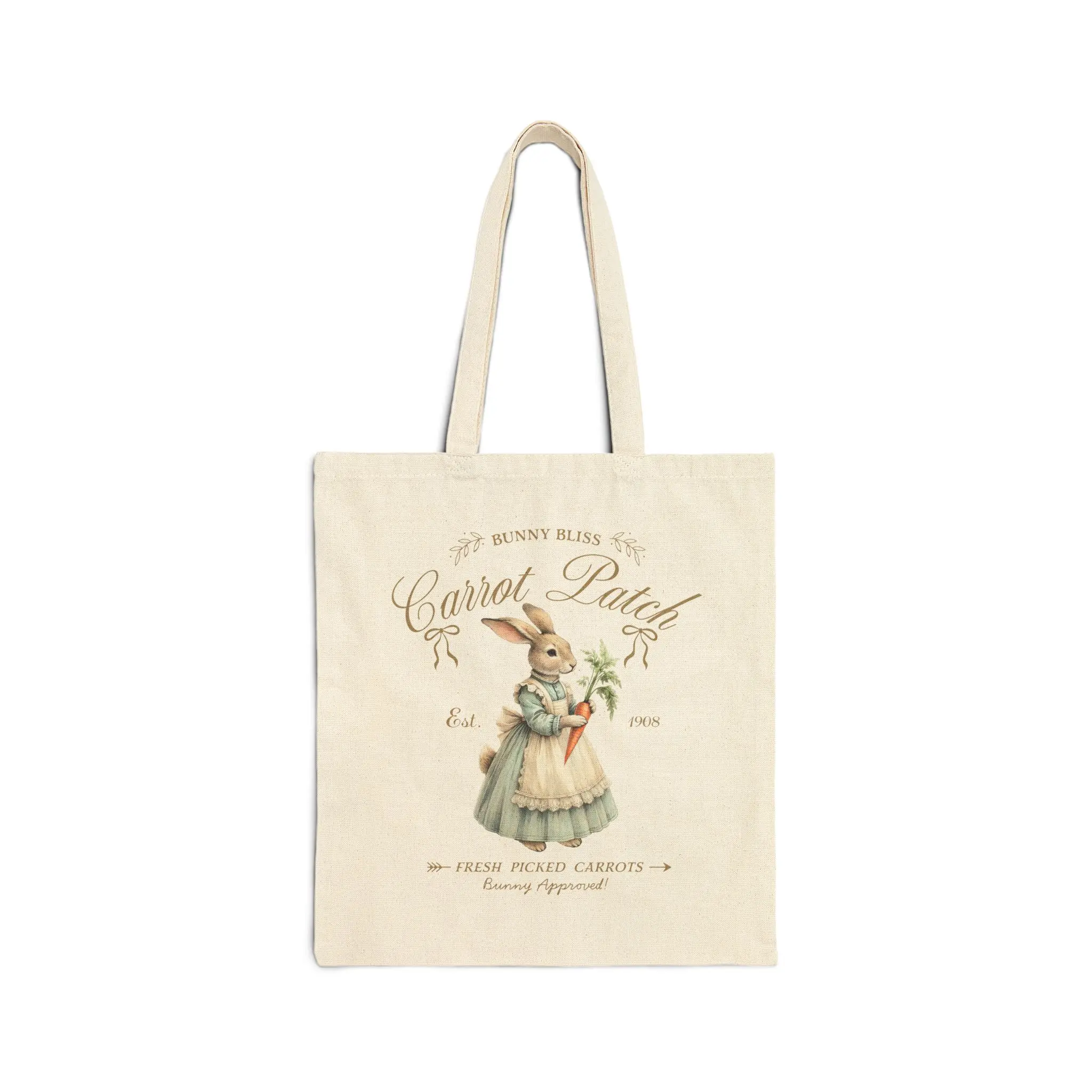 Coquette Easter Bunny Tote Bag, Cute Cotton Canvas Bunny Tote, Easter Egg Hunt Tote, Spring Rabbit Shopping Bag, Bunny Lover Gift, Bunny