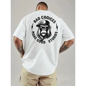 Bad Choices Make Good Stories Chimpanzee Print Men's Fitted T-shirt, Menswear