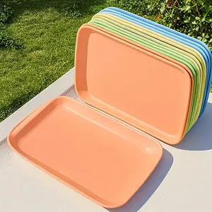 4/12pcs Rectangular Plastic Dinner Plate Set - Durable, All-Season Tableware for Home Kitchen Decor, Includes 4pcs Steak Serving Platters for Dessert, Fruit Salad