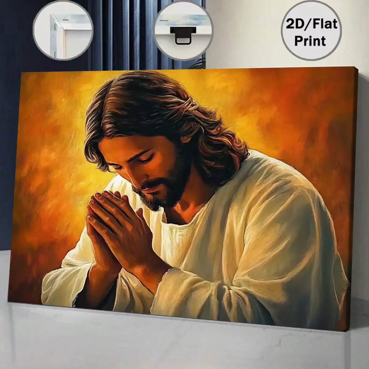 Religious Jesus Canvas Art Print, 2D Flat Print Poster, Framed/Unframed Wall Decor for Home, Christian Faith Artwork, Great Gift for Religious Holidays