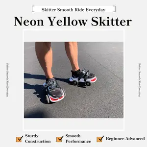 Neon Yellow Skitter Skate - Wearable Roller Skates for Shoes - Adjustable Unisex Street Skates for Indoor/Outdoor Skating
