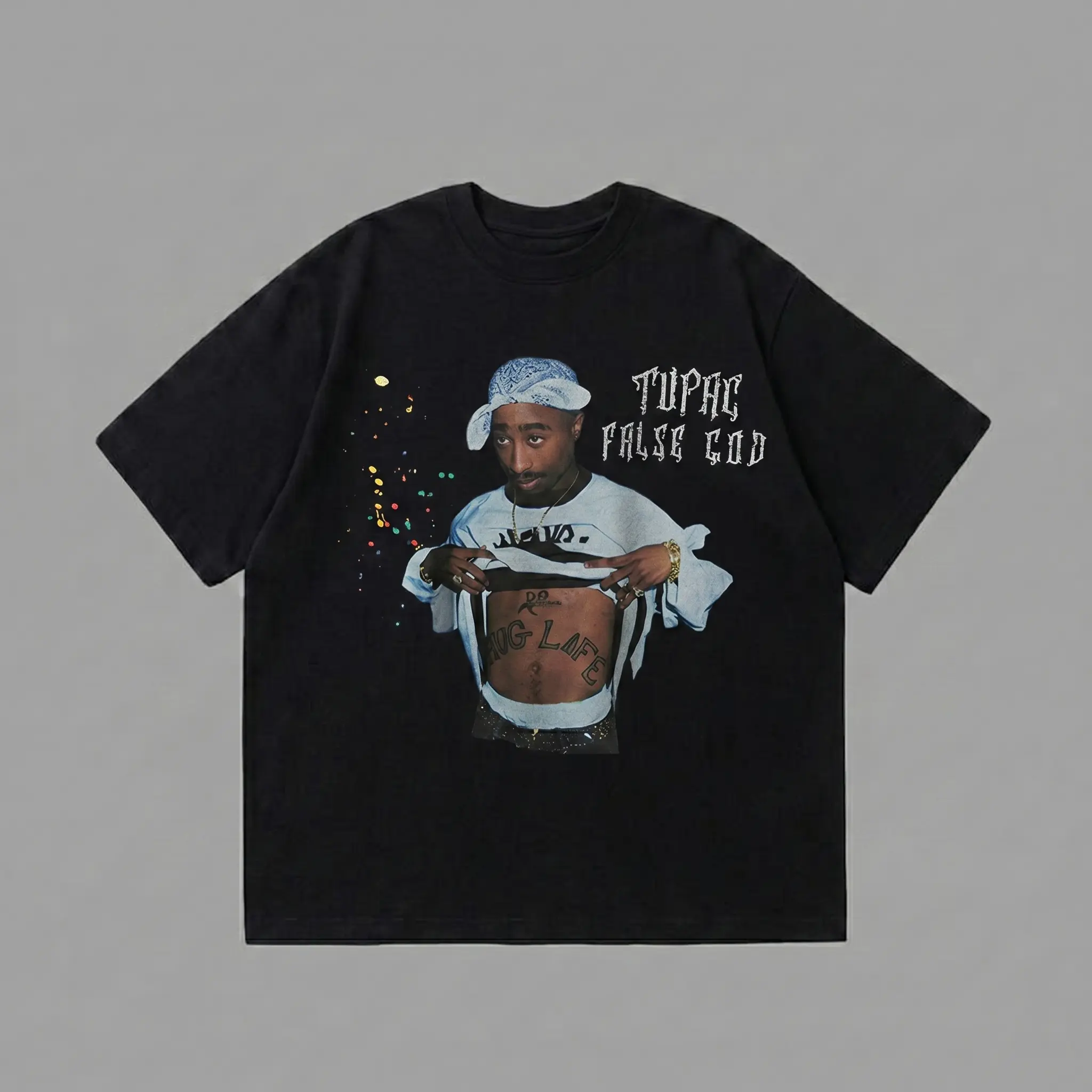2Pac Unisex Graphic T-Shirt - Tupac False God Rapper - Y2k Streetwear, Rapper Hiphop Vintage Urban Tee