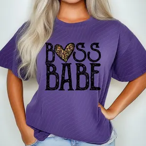 Distressed Boss Babe Leopard Heart DTF Transfers - THIS IS NOT A SHIRT