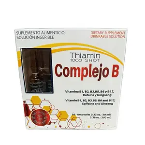 Thiamin Antioxidants Complejo B 1000 Shot - Vitamina B1 B2 B3 B5 B6 B12 Caffeine Ginseng - 10 Ampoules 10ml Each