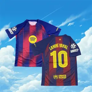 25 26 Home Red Blue No.10 Yamal Short sleeve Soccer Jersey
