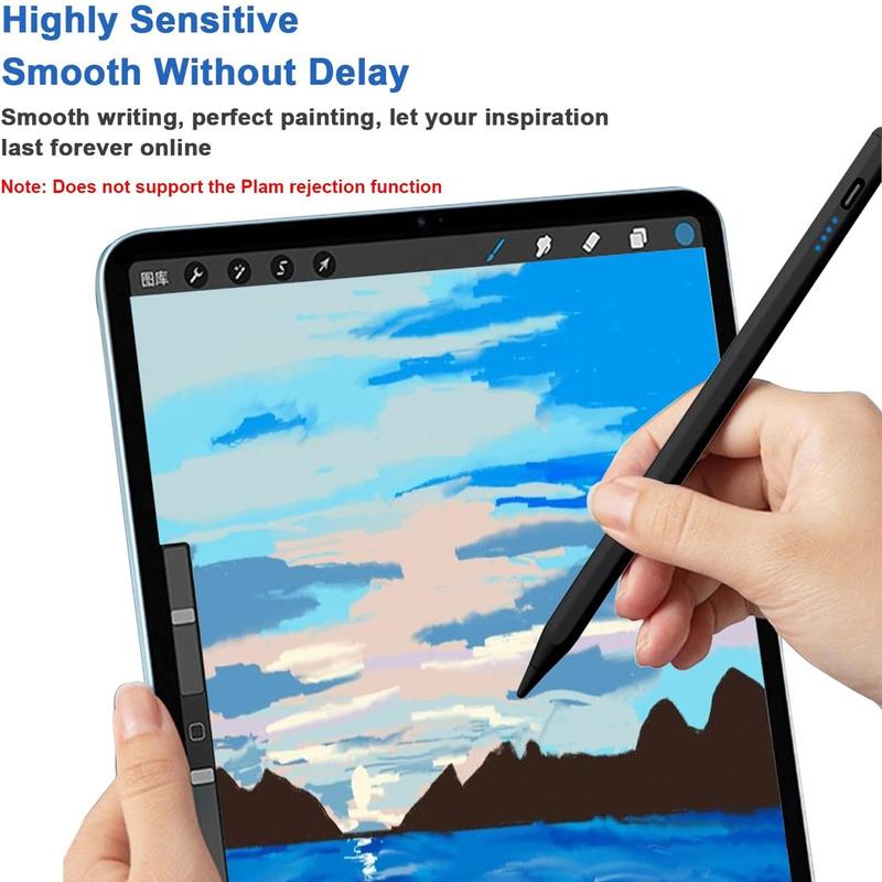 Stylus Pens for Touch Screens Power-Display Tablet Pen POM Tip Magnetic Digital Touch Pen Compatible with iPhone/iPad/iPad Pro/Lenovo/and Other iOS/Android Smartphone and Tablet Devices (Black) Touchscreen Pen USB Rechargeable Stylus