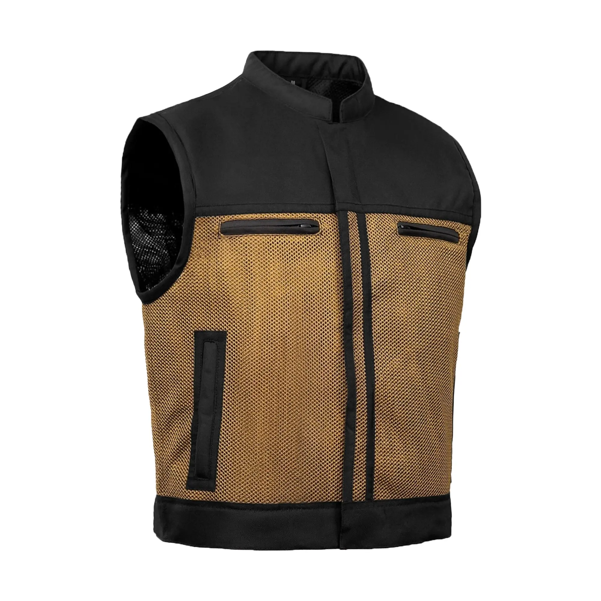 DANIEL SMART Lowcut Summer Spark™ Men’s Motorcycle Mesh Vest - Black Biker Style Moto Vest, Premium Mesh & Cordura, 2.5" Shorter Cut, 2 Zippered Pockets, Conceal Carry, S-6XL, Biker Style Vests, Moto Vests