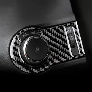 Carbon Fiber Headlight Switch Button Panel Overlay for Chevrolet Camaro 2010-2015