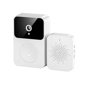 Wireless Video Doorbell Camera with Two-Way Talk, HD Night Vision, Wi-Fi & App Remote Control - Easy Installation, Battery-Powered Home Security System, Sleek White Design for Indoor/Outdoor Use, Doorbell for Home Security, Modern Doorbell