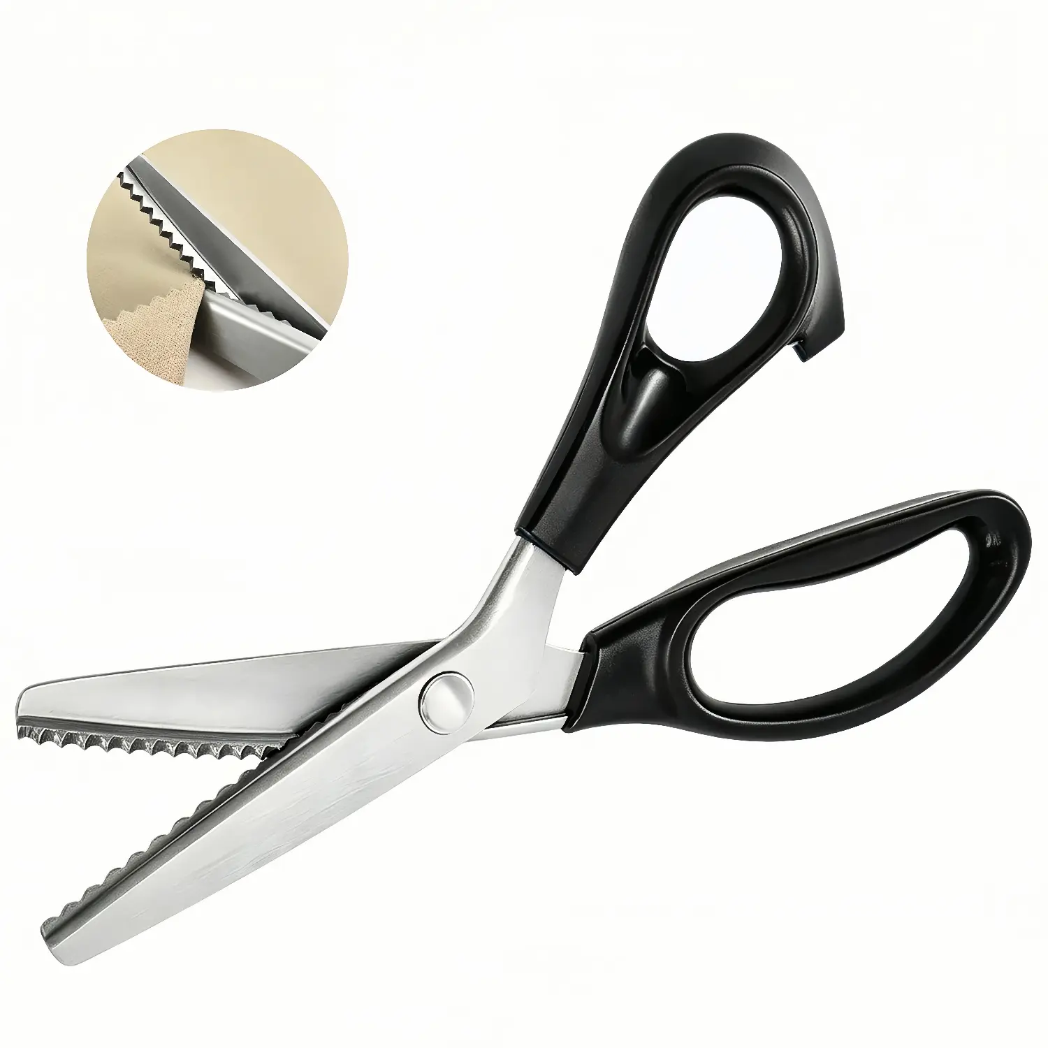 Stainless Steel Serrated Fabric Scissors, 5mm Pinking Shears for Craft Fabrics, Heavy Duty Cut Tailor Zig-Zag Tool for for Fabric Cutting DIY Crafts