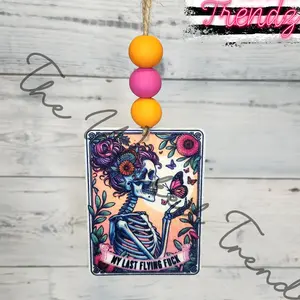 My Last Flying Funny Tarot Card Skeleton Car Hanging Air Freshener Freshie Cute Car Truck Accessories Decor Car Charm Girl Car Items Scented Car Air Freshener