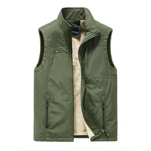 Piercon Men's Casual Nylon Vest with Stand Collar, Sleeveless Utility Vest with Multiple Zip Pockets, Solid Color Tactical Fishing Photography Vest with Polyester Lining, Regular Fit All-Season Gilet 97082